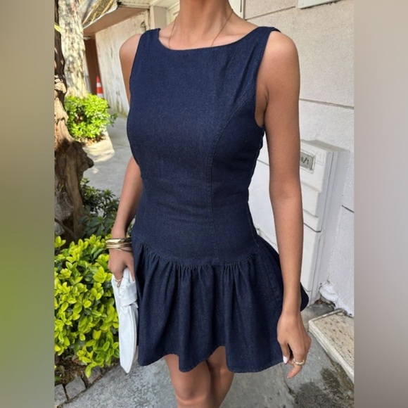 Commense Blue Cut Out Pleated Sundress - Picture 2 of 6